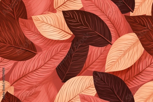 Terracotta leaves seamless pattern 