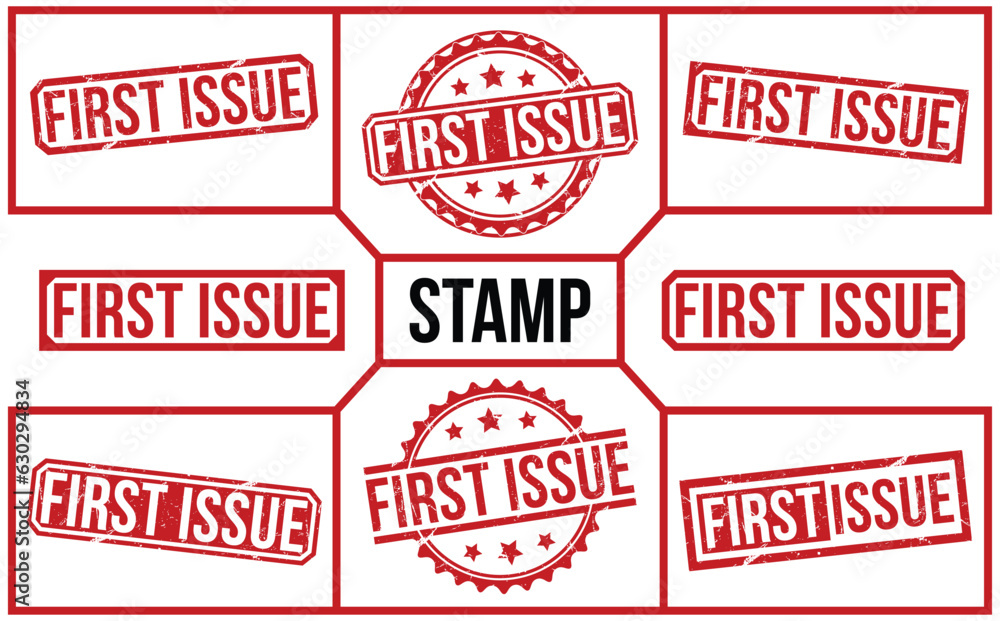 First Issue rubber stamp vector illustration on white background. First Issue rubber stamp. First Issue rubber stamp vector illustration on white background. First Issue rubber stamp.