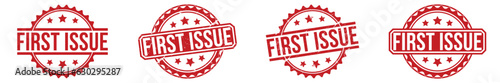 First Issue rubber stamp vector illustration on white background. First Issue rubber stamp.