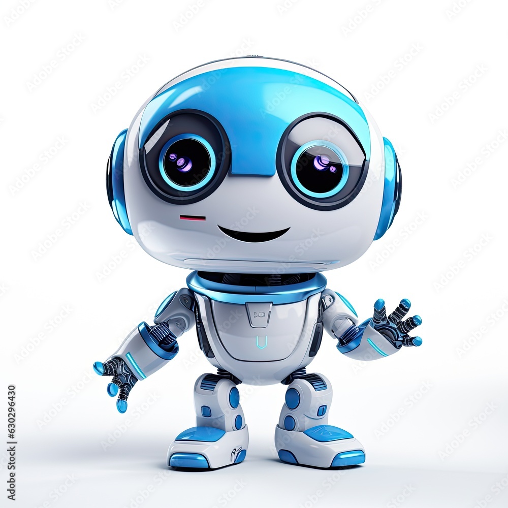 cute friendly and approachable robot character on plain background - created using generative AI tools cute friendly and approachable robot character on plain background - created using generative AI tools