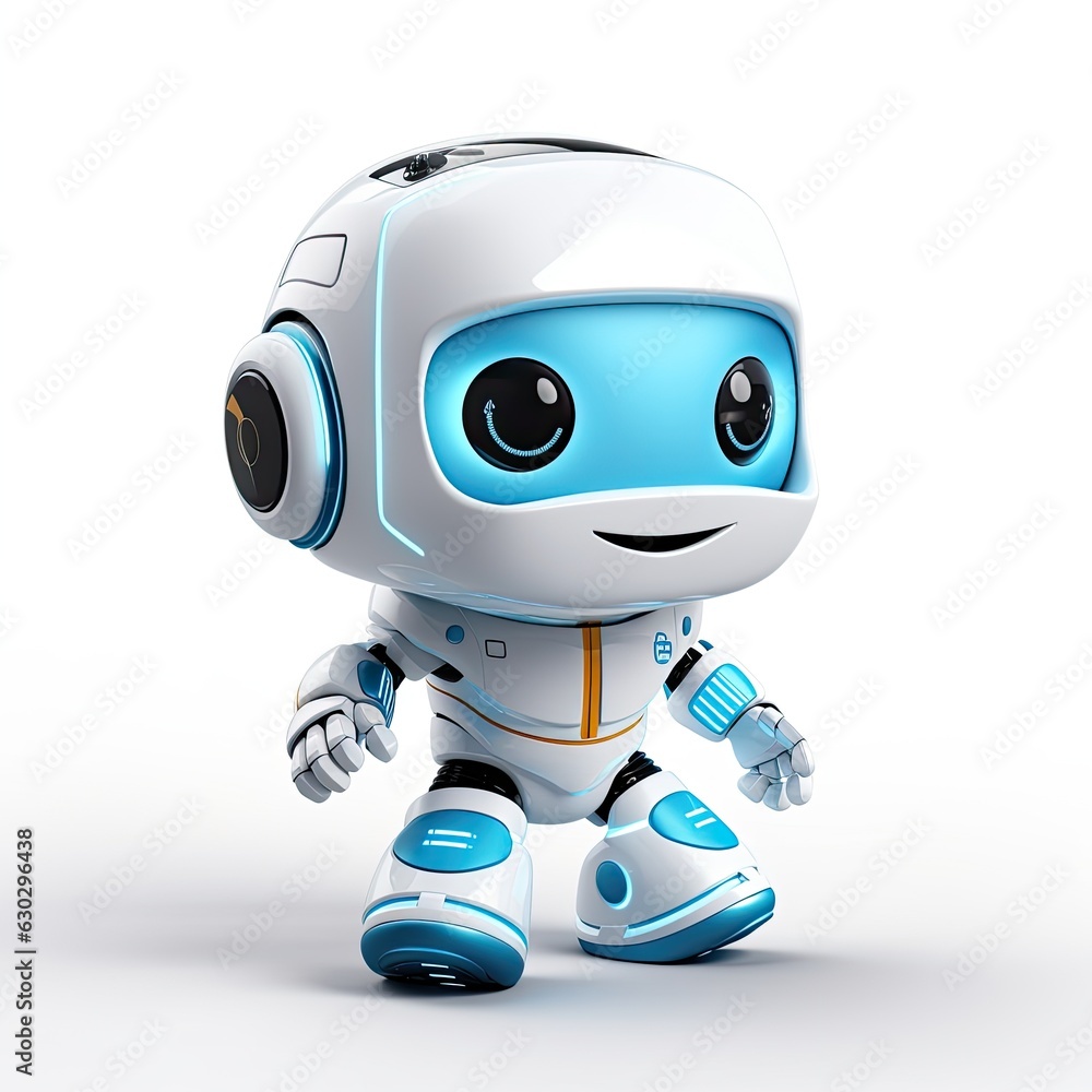 cute friendly and approachable robot character on plain background - created using generative AI tools cute friendly and approachable robot character on plain background - created using generative AI tools
