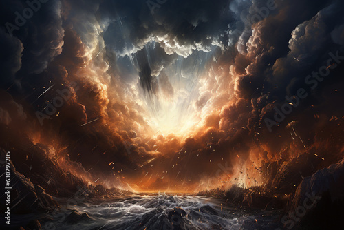 miraculous parting of the Red Sea, showcasing God's deliverance and the passage to freedom and salvation Generative AI