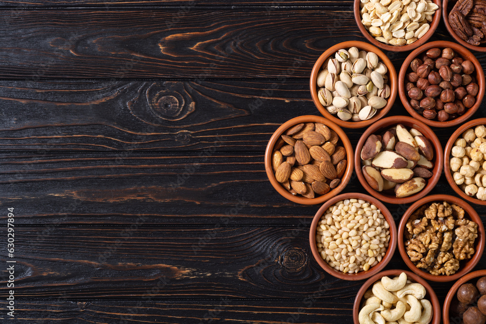 Mix of nuts in bowl . Food background Mix of nuts in bowl . Food background