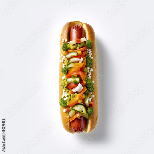 Vegetable sausage in a bun, frozen 100% vegetables, ai,