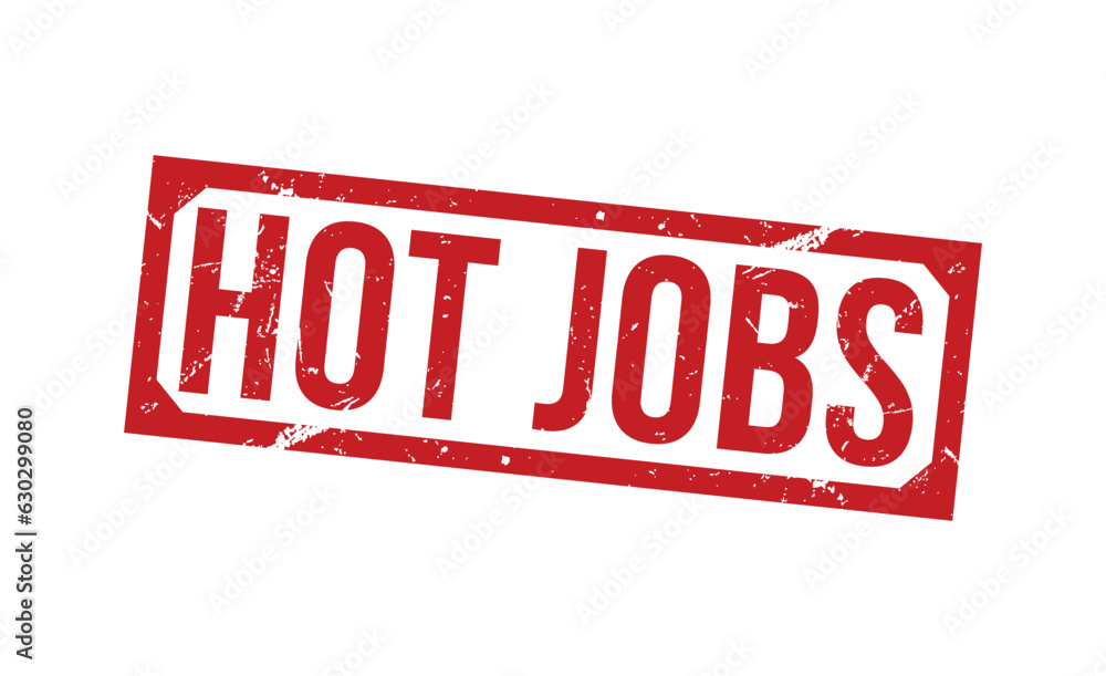 Hot Jobs red rubber stamp on white background. Hot Jobs Rubber Stamp.
