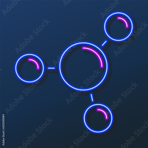 molecule neon sign, modern glowing banner design, colorful modern design trends on black background. Vector illustration.
