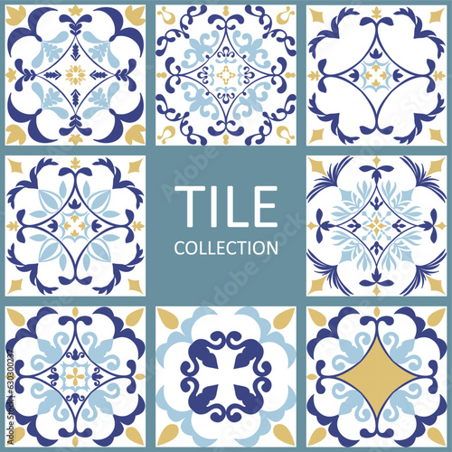 Tile seamless pattern collection design. With colourful motifs. Vector illustration EPS10.
