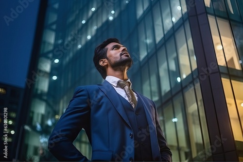 successful business man outdoors Next to Office Building © Banana Images