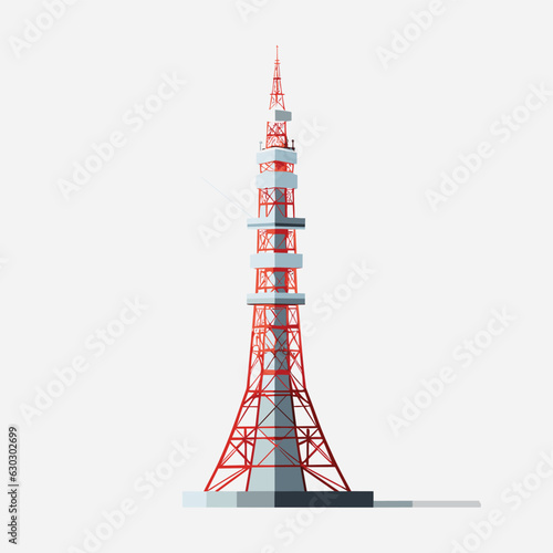 communication antenna tower vector flat isolated illustration