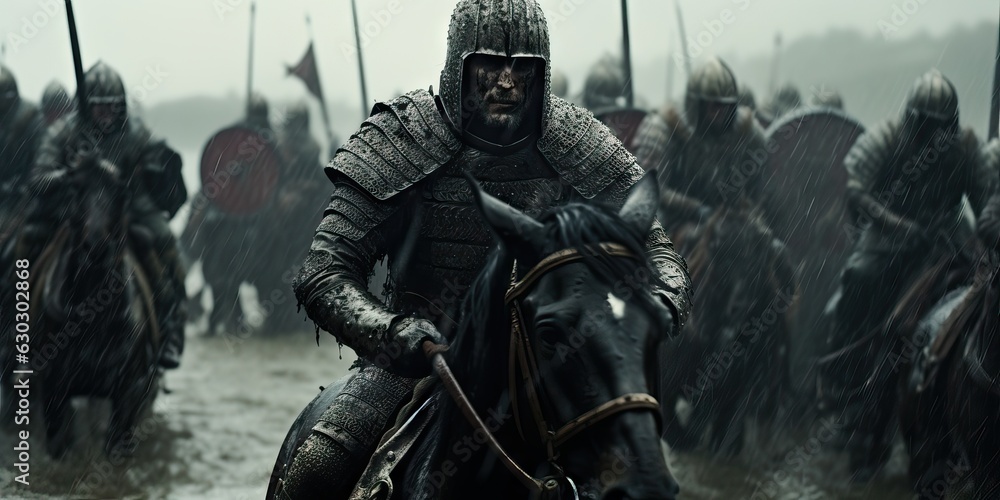 Medieval Armored Knights Battle over their horses, fighting with honor, movie cine still image Medieval Armored Knights Battle over their horses, fighting with honor, movie cine still image