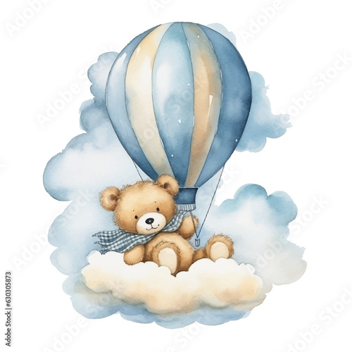 cute bear watercolor illustration, generative AI