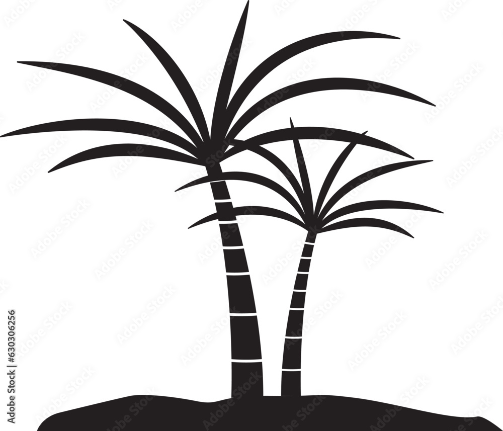 Palm trees silhouette. Transparent background.