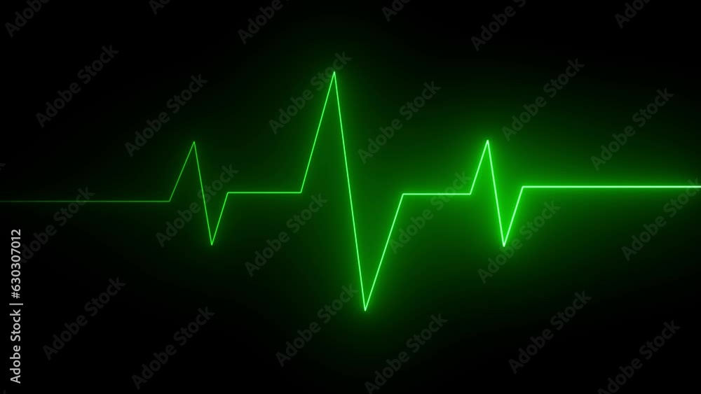 Neon Digital Heartbeat Plus Animation. Neon heartbeat on black isolated background. e_393 Neon Digital Heartbeat Plus Animation. Neon heartbeat on black isolated background. e_393