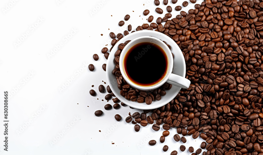 Coffee Cup With Coffee Beans On White Background Coffee Cup With Coffee Beans On White Background
