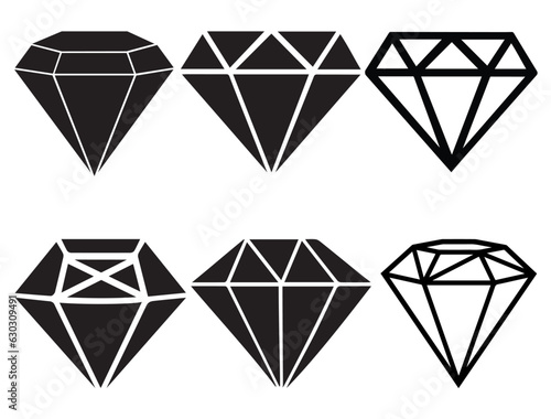 Set of Diamonds silhouette vector art