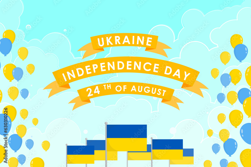 Ukraine happy independence day greeting card, banner