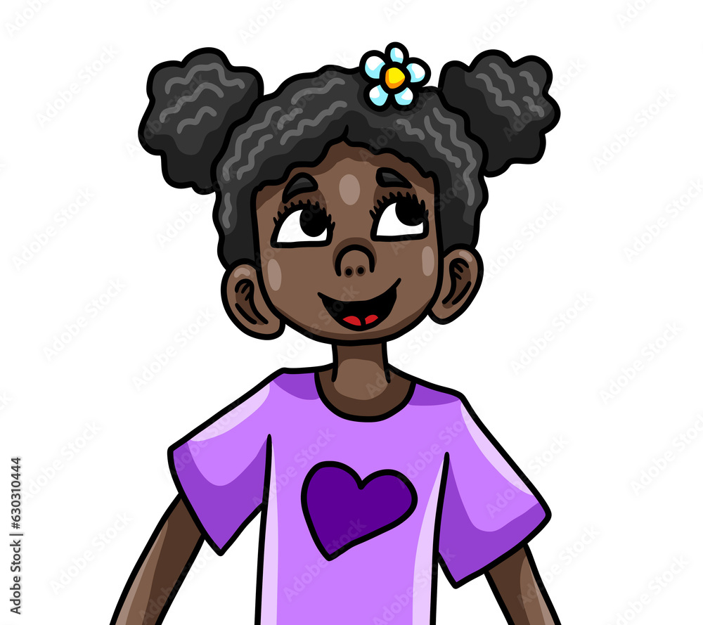 Stylized Adorable Happy Little Black Girl Stylized Adorable Happy Little Black Girl