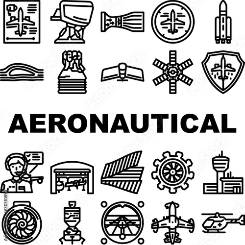 Fototapeta aeronautical engineer aviation icons set vector