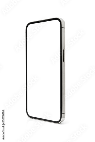 smartphone mockup blank screen, mobile phone isolated with clipping path on transparent background