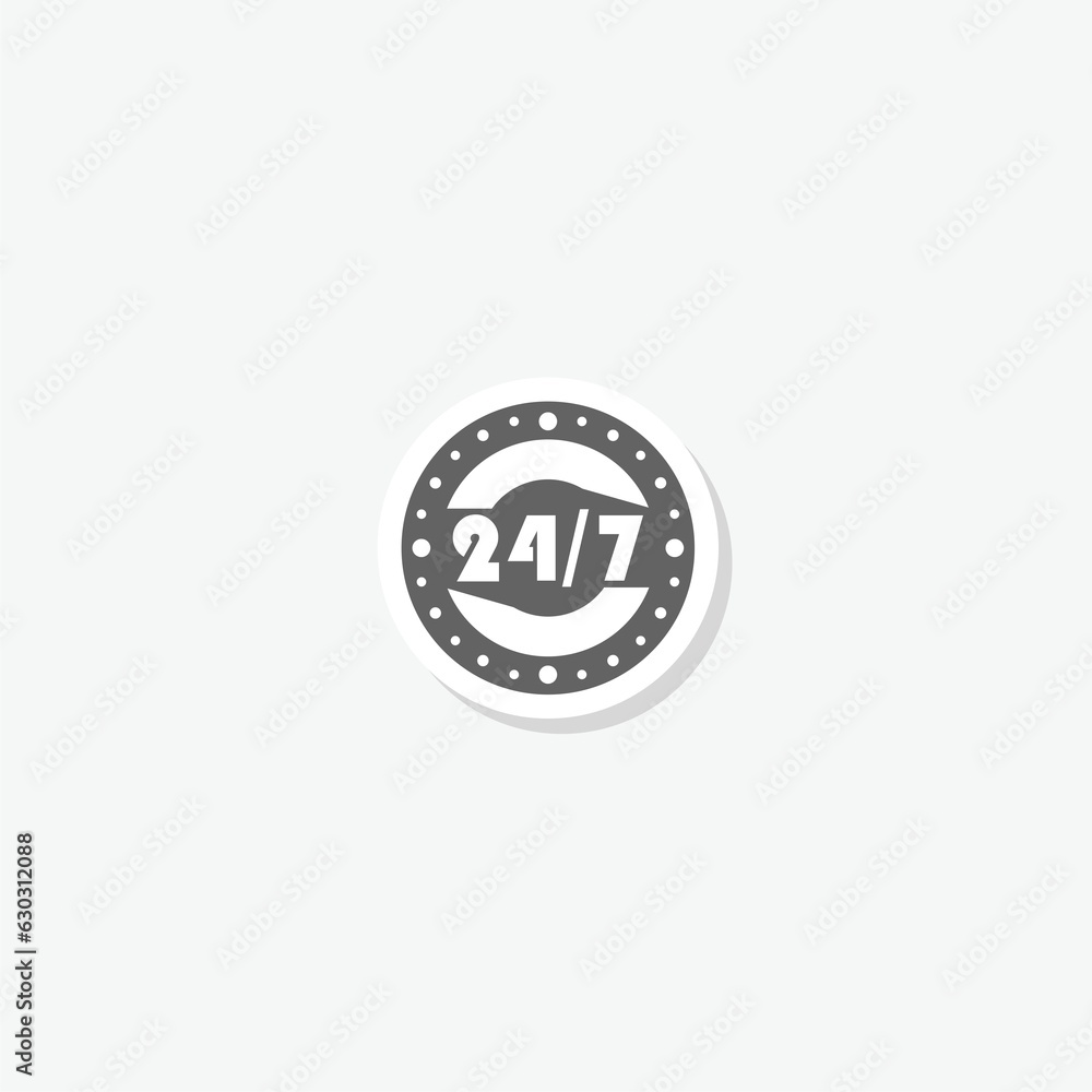 24 hour assistance icon sticker logo