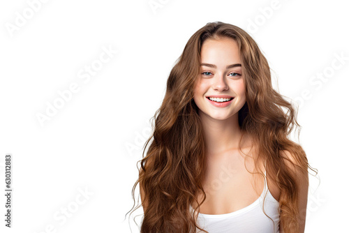 Portrait of a smiling girl on white background