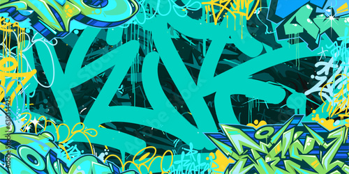 Trendy Abstract Urban Style Hiphop Graffiti Street Art Vector Illustration Background Template