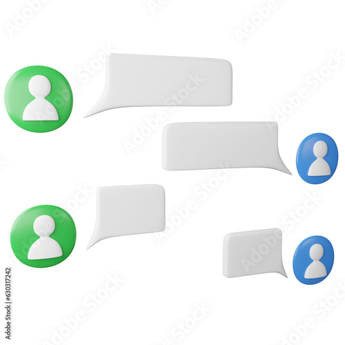 Chat clipart flat design icon isolated on transparent background, 3D render social media concept