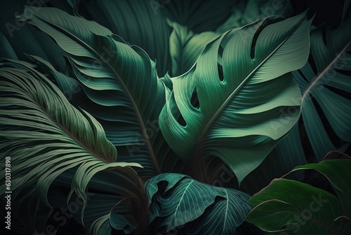 Green leaf abstract background for design element. generative ai
