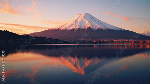 mountain landscapes in Mount Fuji, Japan, background nature landscape feeling relaxing and clam representing concept of beautiful nature theme