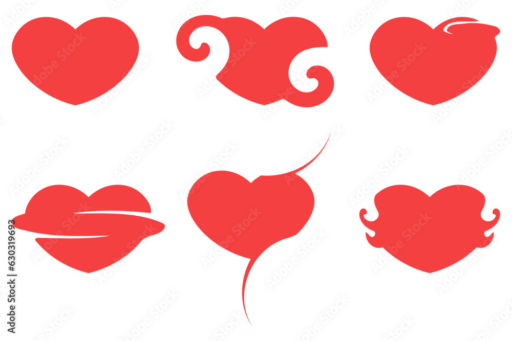 Red love heart shapes collection