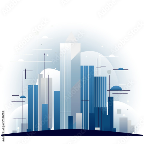 A visually stunning composition of lines and geometric elements  resembling a city. Vector illustration simple minimal geometric flat style. For various creative projects  presentations  posters