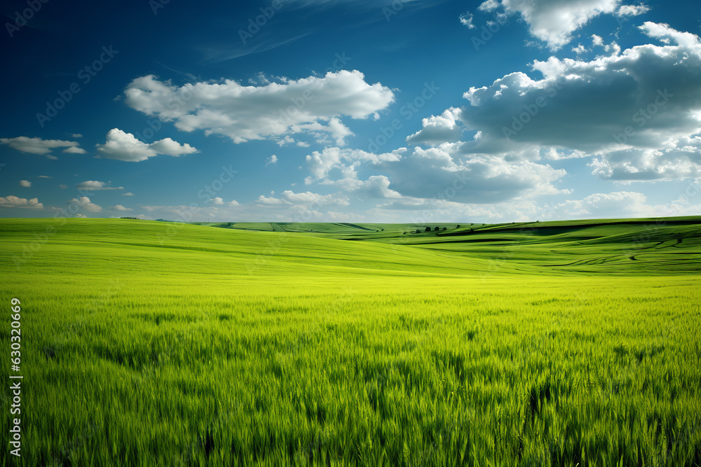 Solid green field, bright colors