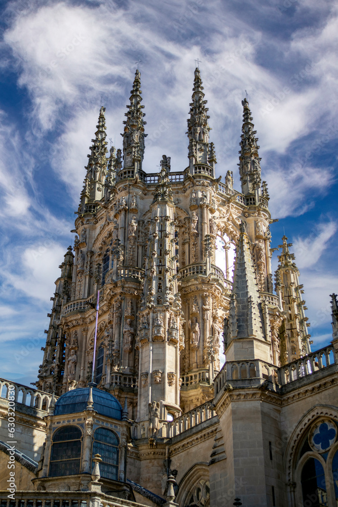 Exterior view of the vault of the transept of the cathedral of Burgos, Spain, profusely decorated gothic style