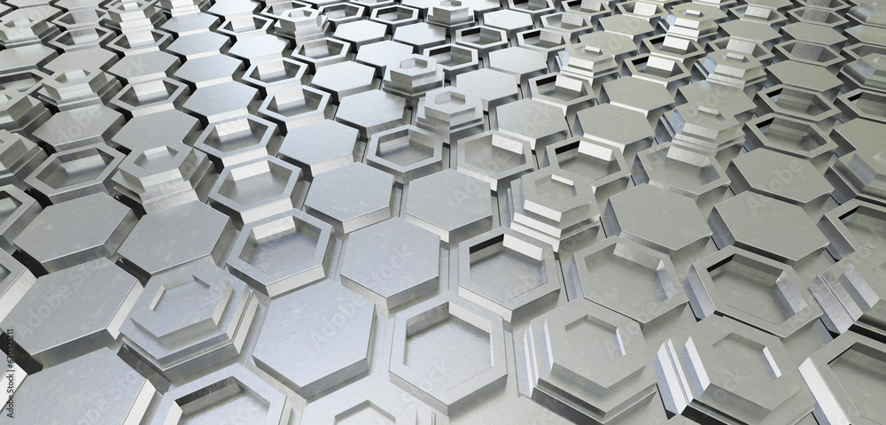 background technology texture hexagonal pixels Glossy block texture Chrome material 3D illustration background technology texture hexagonal pixels Glossy block texture Chrome material 3D illustration