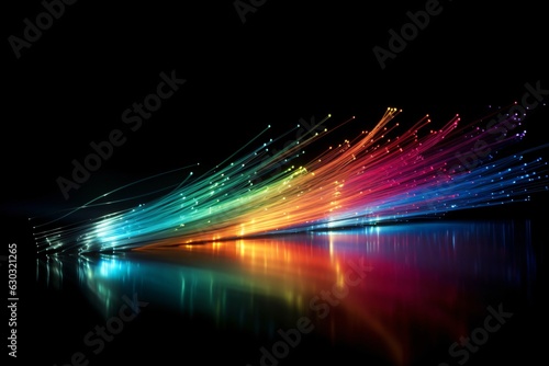 Colorful optical fiber flow, Generative AI