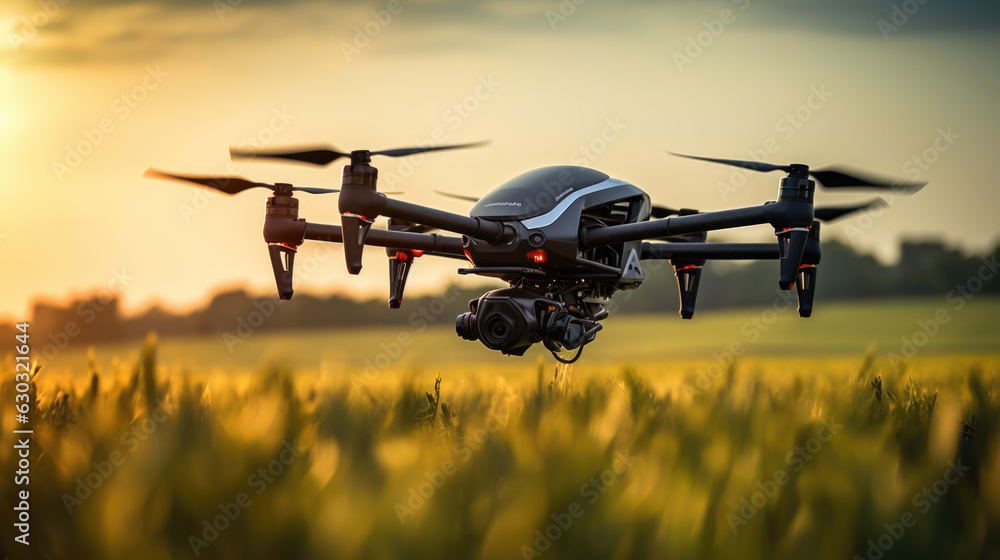 Agriculture drone fly to sprayed fertilizer on the green tea fields, Agriculture drone fly to sprayed fertilizer on the green tea fields,