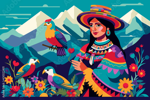 Vibrant Peru: A Flat Vector Illustration of Nature and Culture