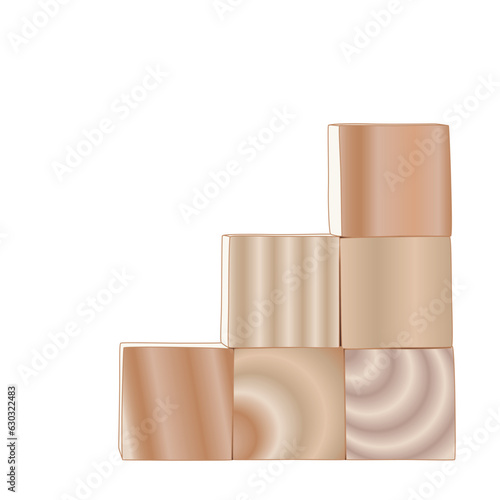 wooden cube 3d cube, wooden box block sign, vector illustration