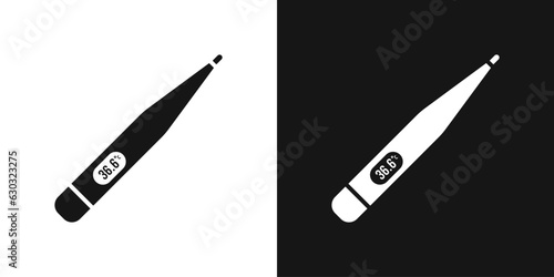 Electronic thermometer vector icon. Medical thermometer with display 36.6