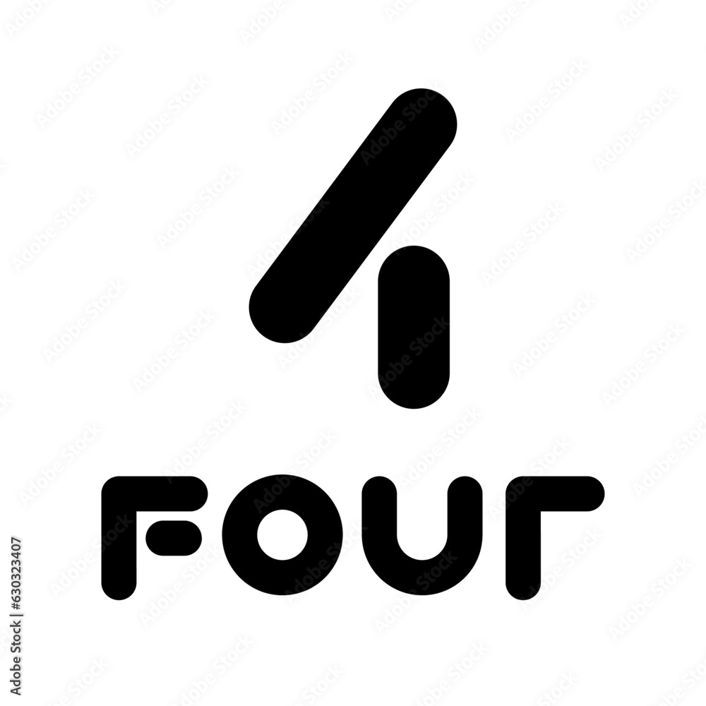 Black Symbol for Number 4 on a White Background - Icon 5 Black Symbol for Number 4 on a White Background - Icon 5