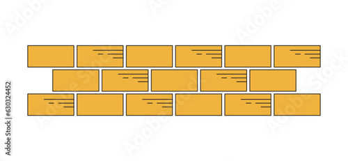 Brickwork flat line color isolated vector object. Brickwall, stone wall. Bricks textured material. Editable clip art image on white background. Simple outline cartoon spot illustration for web design