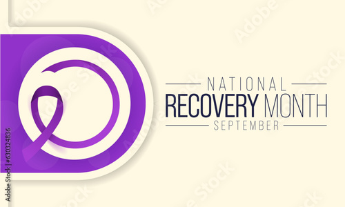 Recovery month is observed every year during September to educate the public about substance abuse treatments and mental health services. Vector illustration