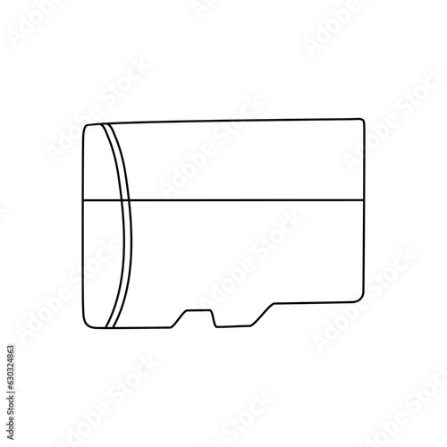 Memory card storage in doodle vector style, sd card