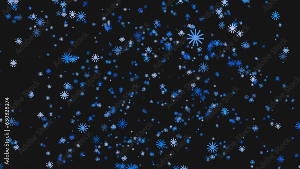 A mesmerizing contrast of blue snowflakes against a star-studded black background captures the beauty and serenity of a winter's night A mesmerizing contrast of blue snowflakes against a star-studded black background captures the beauty and serenity of a winter's night
