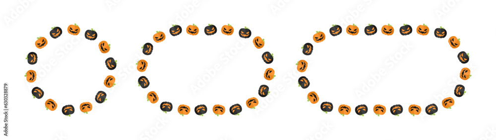 Jack O Lantern Pumpkin Halloween Frame Border Set. Social Media Post Card Template Vector Illustration Collection. Jack O Lantern Pumpkin Halloween Frame Border Set. Social Media Post Card Template Vector Illustration Collection.