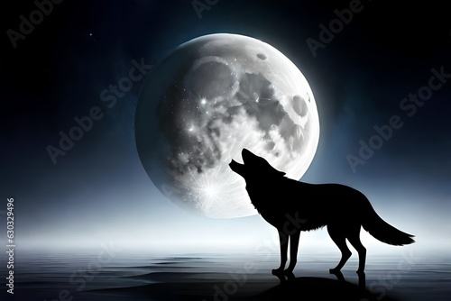 wolf howling at night generated by AI technology  © rehman