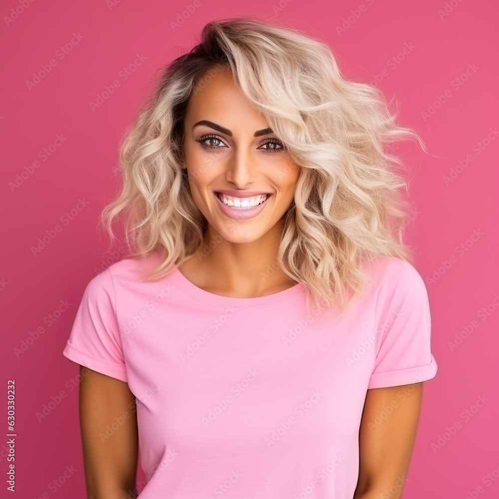 Fototapeta premium beautiful colored woman in fashionable bright clothes, generative ai