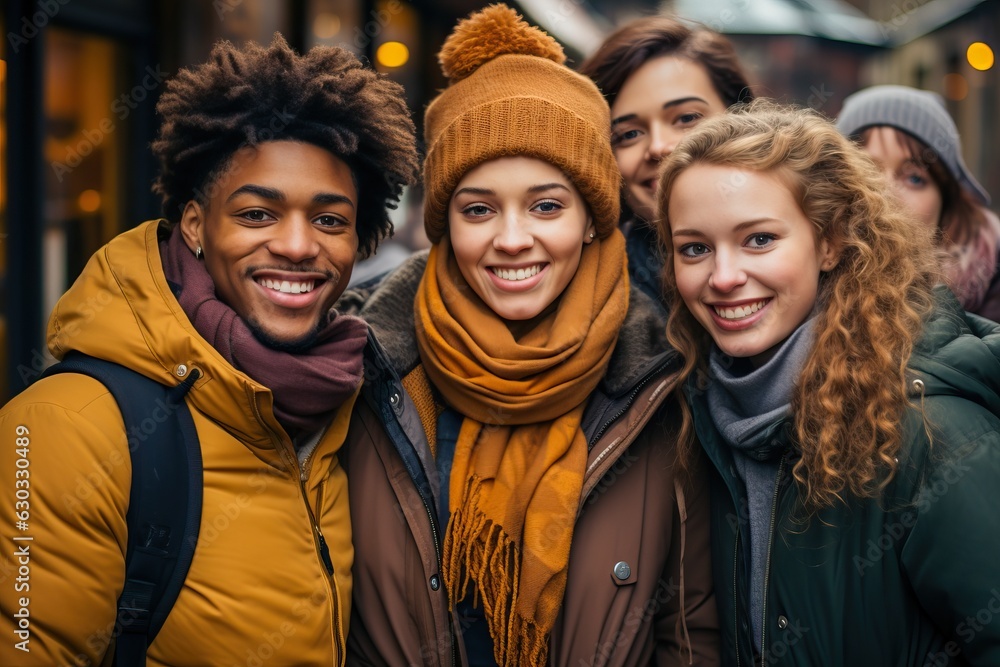 Happy diverse group of friends, generative ai Happy diverse group of friends, generative ai