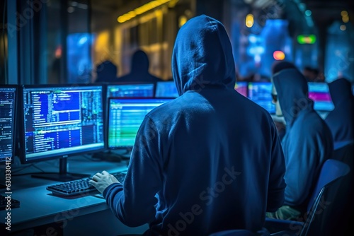 hacker in a server room, ge...