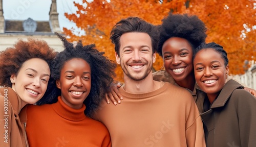 Happy diverse group of frie...